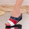 Papuci dama cu platforma Solina - Red/Navy