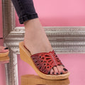 Papuci dama cu platforma Della - Red