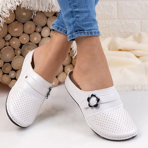 Papuci dama Viera - White