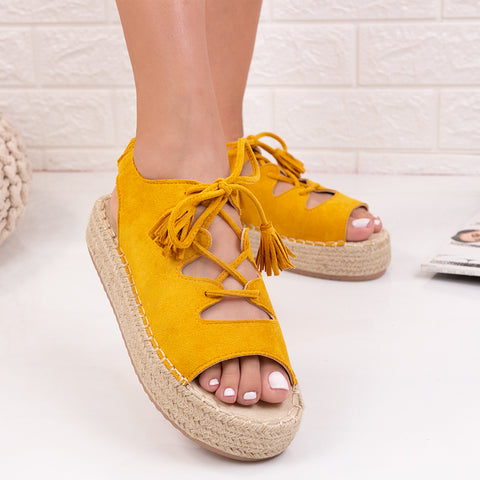 Sandale dama cu platforma Glenda - Yellow