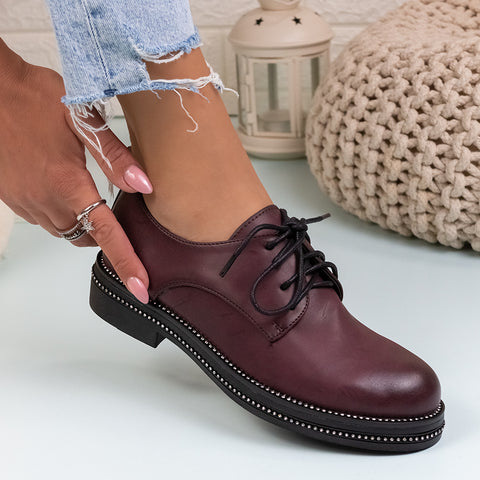 Pantofi casual Valary - Wine Leather