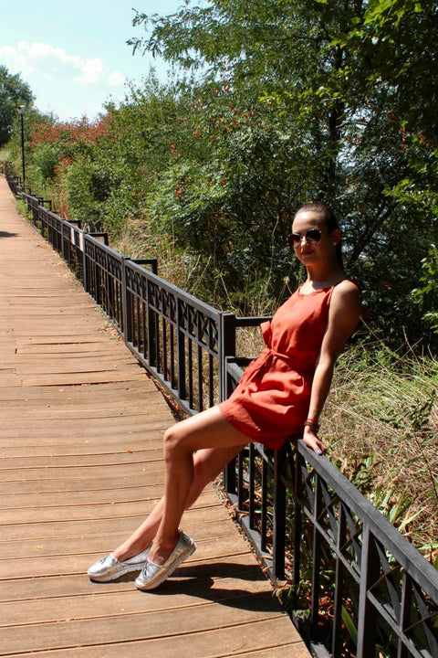 Salopeta scurta de dama Lena - Dark Orange » MoXo Romania
