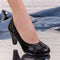 Pantofi dama cu toc Janeta - Black Leather
