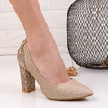 Pantofi dama cu toc Omaya - Gold
