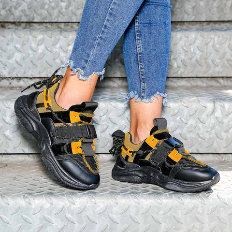 Adidasi Dama Marta - Black/Yellow » MoXo Romania