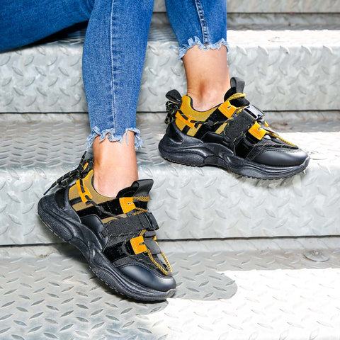 Adidasi Dama Marta - Black/Yellow » MoXo Romania