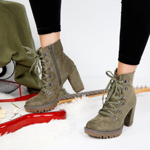 Ghete dama cu toc Carolina - Olive » MoXo Romania