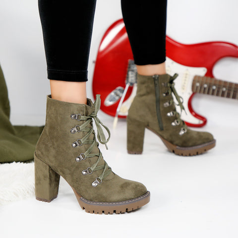 Ghete dama cu toc Carolina - Olive » MoXo Romania