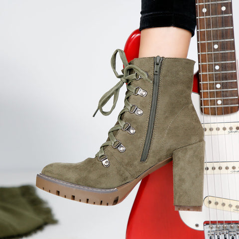 Ghete dama cu toc Carolina - Olive » MoXo Romania