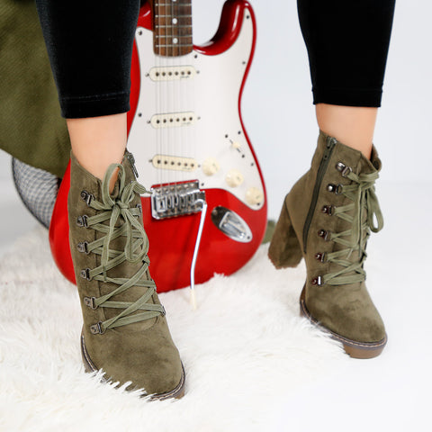 Ghete dama cu toc Carolina - Olive » MoXo Romania