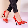 Pantofi dama cu tok-Vanina-Red
