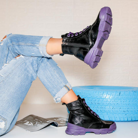 Ghete dama Steffy - Black/Purple » MoXo Romania