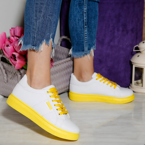 Tenisi Dama Rita - WHITE-YELLOW » MoXo Romania